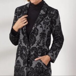 SOFT SURROUNDINGS Black Jacquard Damask Jacket Blazer Petite Small 6/8 NEW
